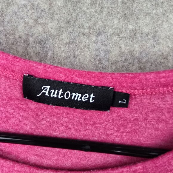 Automet Womens Pink Short Sleeve Side Knot T-Shirt Soft Casual Lightweight Knit - Picture 3 of 5